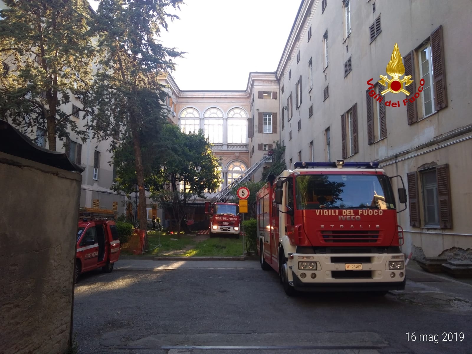 Genova, albero cade sulla palazzina dell'ospedale Galliera 
