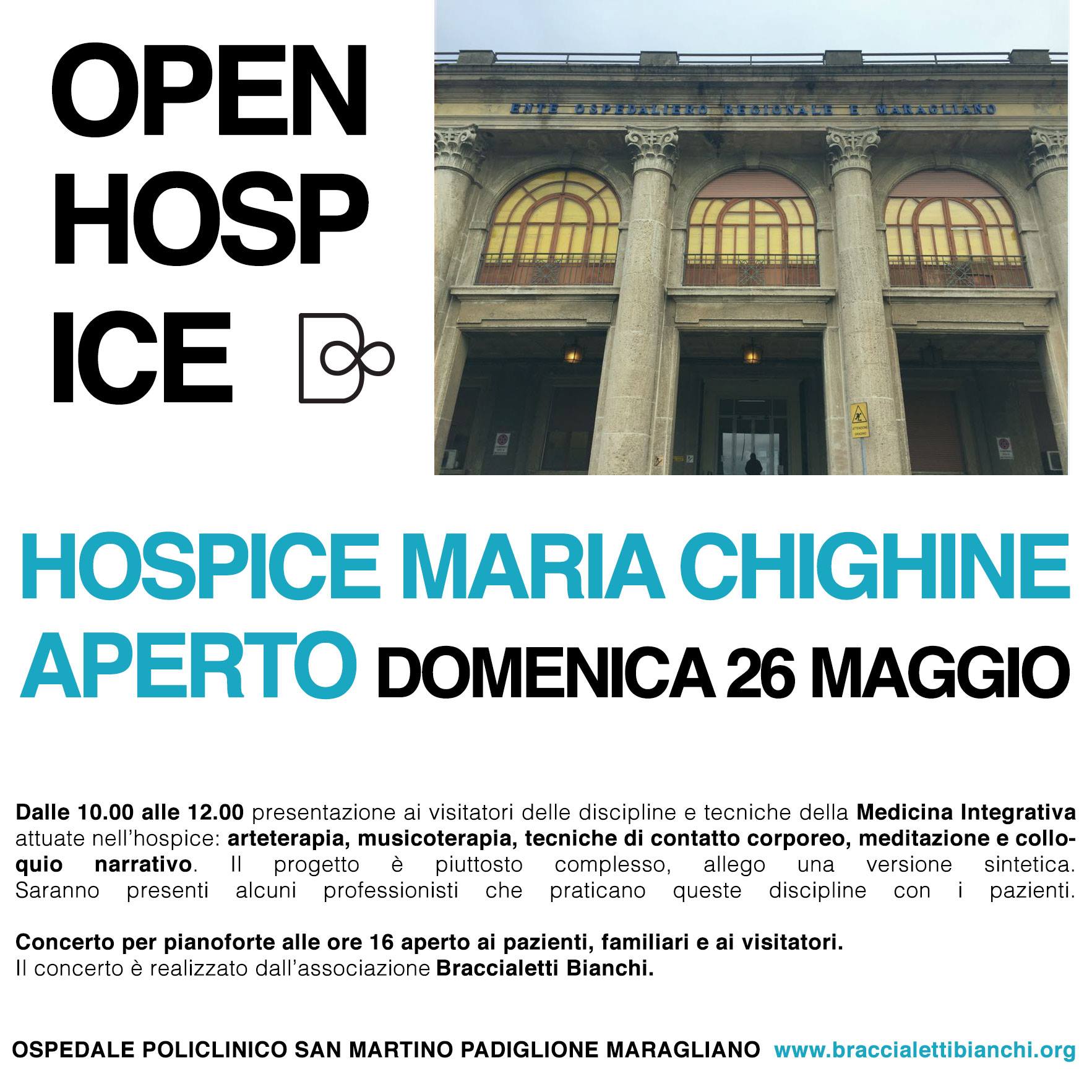 Domenica 26 maggio open day dell'hospice al San Martino