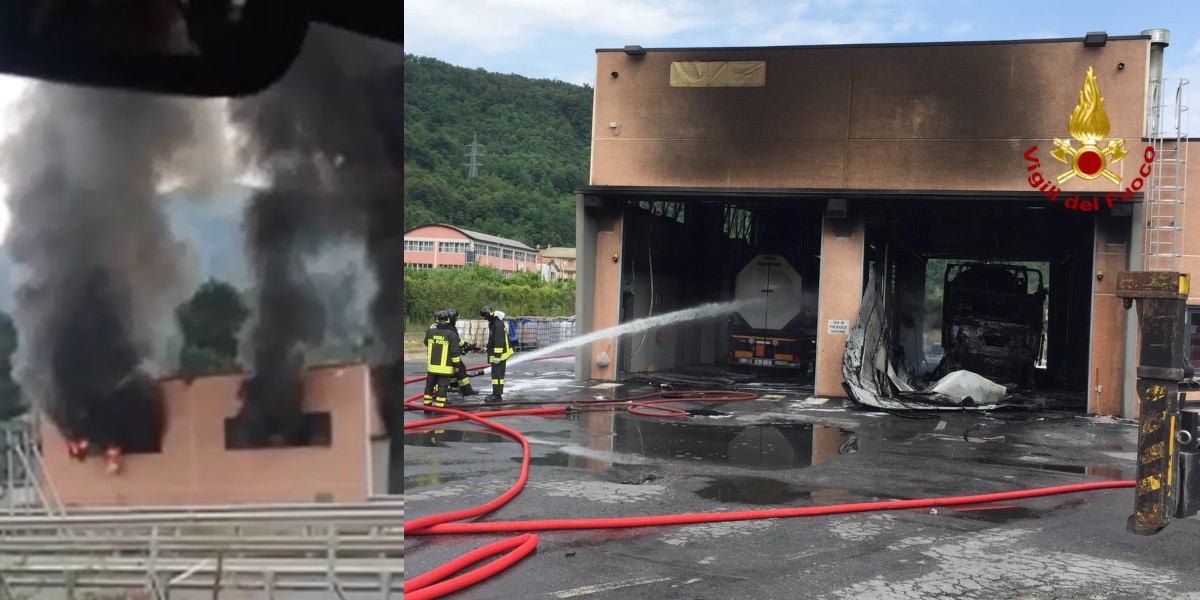 Cisterna a fuoco in un autolavaggio, attimi di paura a Ronco Scrivia