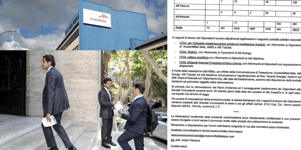 ArcelorMittal, ecco la lettera di 'restituzione' degli impianti e oltre 10mila addetti