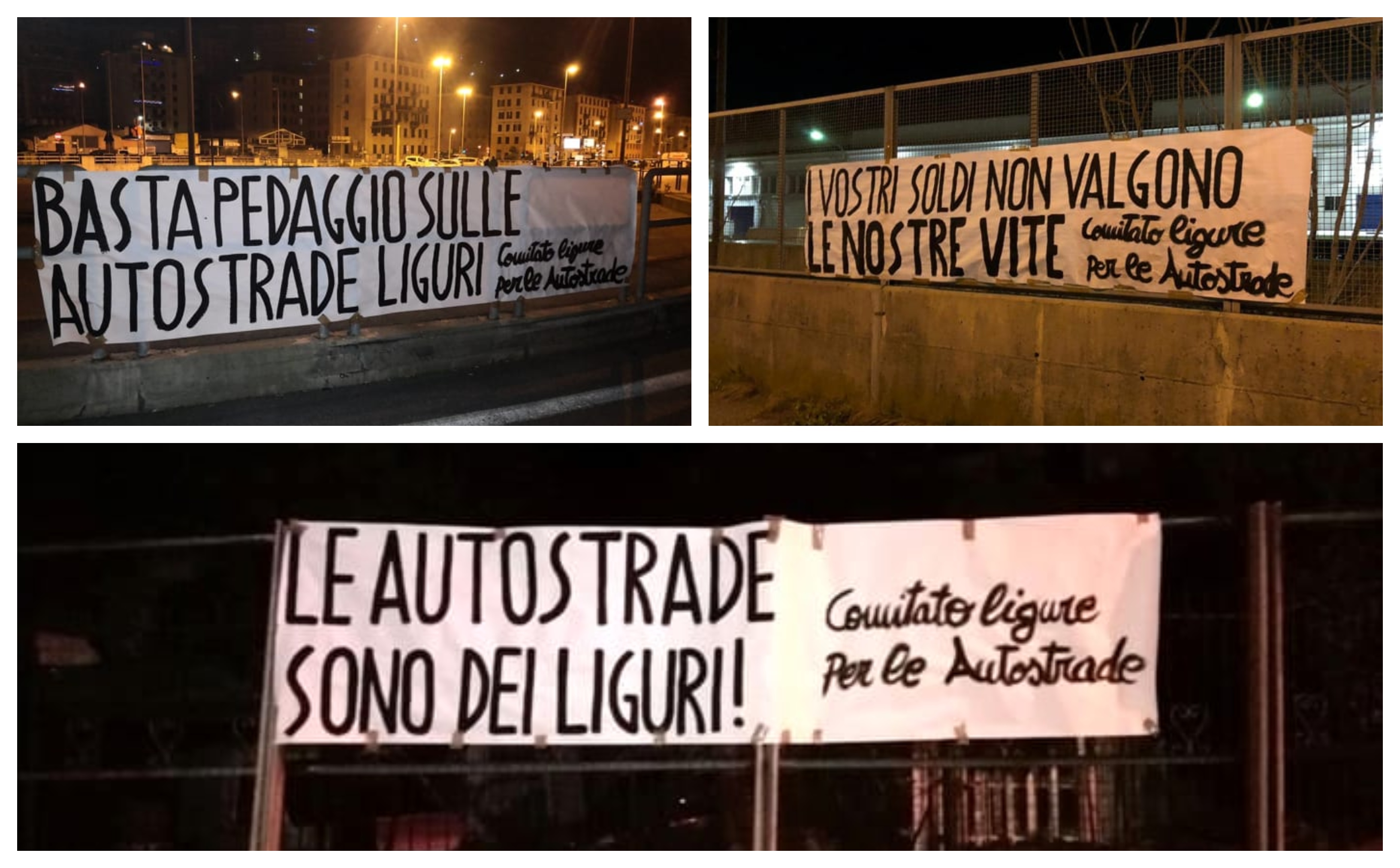 Striscioni ai caselli autostradali in Liguria, il Comitato: 