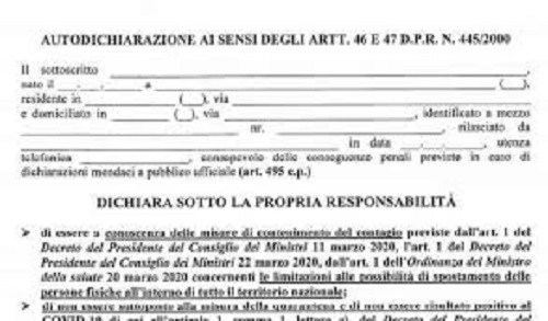 Coronavirus, in arrivo nuovo modulo per l'autocertificazione 