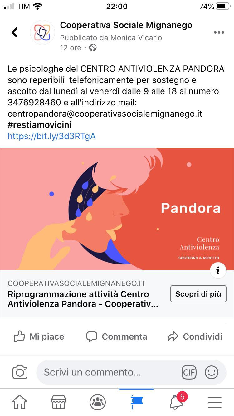 Coronavirus, centro anti violenze: l'apporto di Pandora per l'entroterra genovese