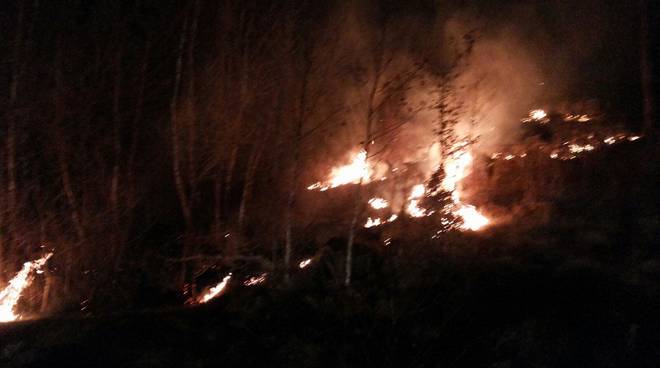 Incendio in Val Fontanabuona: fiamme sospinte dal vento: bruciato un ettaro e mezzo di bosco