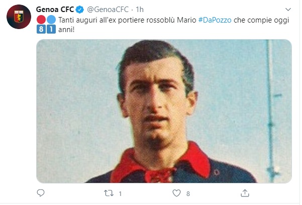 Il Genoa festeggia gli 81 anni di Da Pozzo, mister 791 minuti di imbattibilità