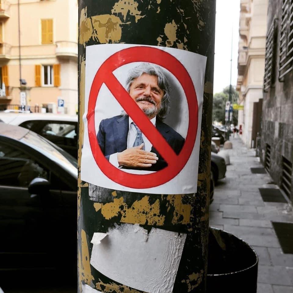 Sampdoria, tifosi contro Ferrero: arrivano i cartelli di divieto verso il presidente