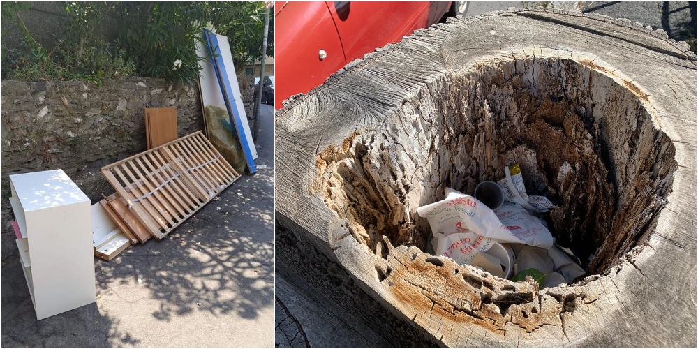 Rifiuti negli alberi e ingombranti abbandonati: a Genova guerra agli incivili della 'rumenta'
