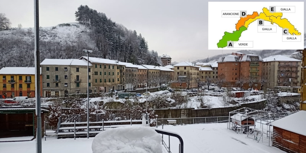 Allerta gialla per pioggia e arancione per neve da domani su parte della Liguria