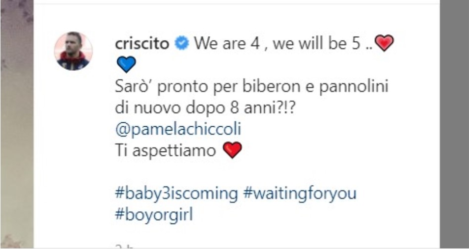 Genoa, Criscito amplia la famiglia: in arrivo il terzo figlio