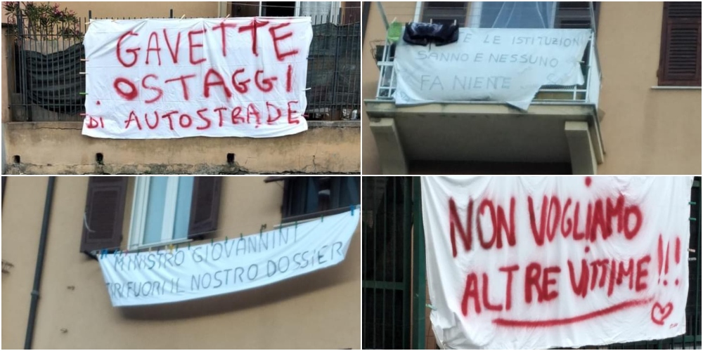 Viadotto Bisagno, gli striscioni dei residenti esasperati: 