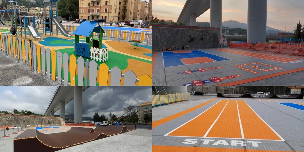 Altalene, scivoli e piste: sotto il ponte Genova San Giorgio nasce il parco giochi 