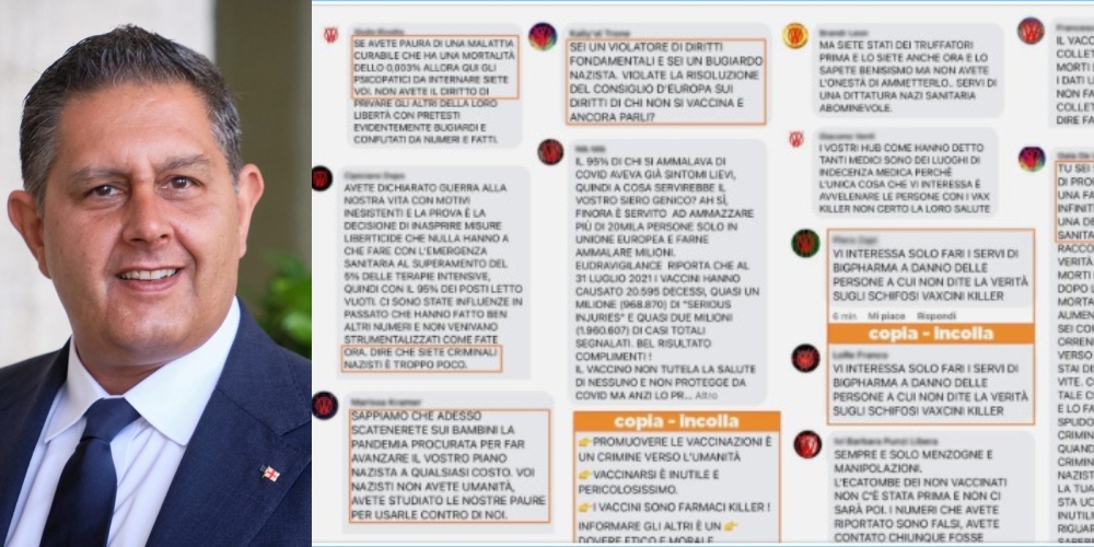 Insulti dai 'no vax', Toti: 